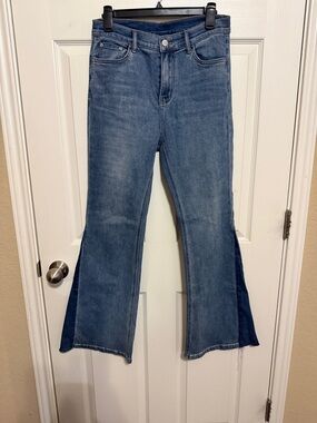 OGL Two-Tone Blue Flare Jeans